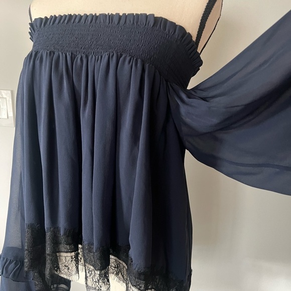 Nicholas Navy Lace Off Shoulder Top - Picture 9 of 16
